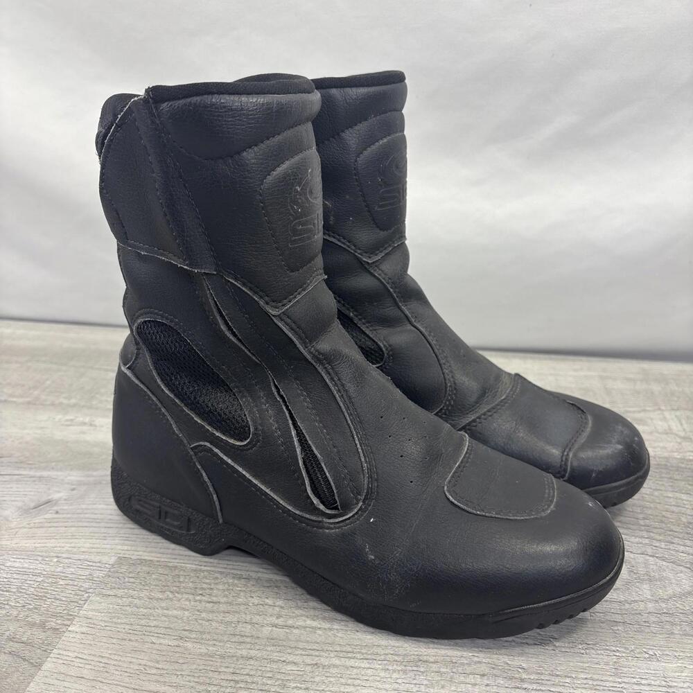 Sidi Motorcyle Boots Men US 7.5 EU 41 Black Leather Side Zip Riding Touring